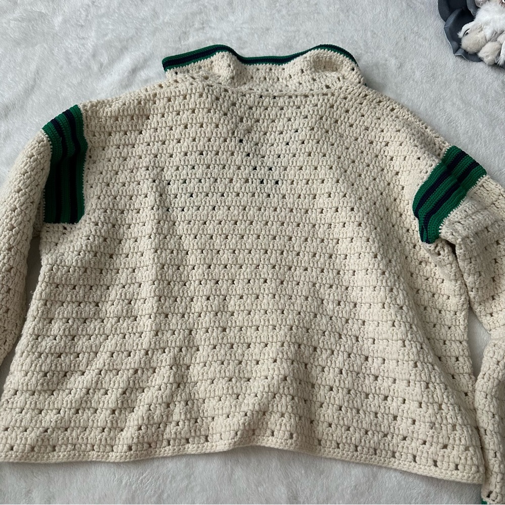 Sandro Paris Nicolas embroidered crocheted wool polo sweater - Picture 7 of 15